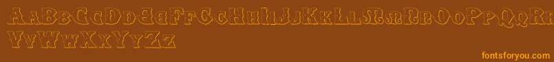 SenectusMorbusTwo-Schriftart – Orangefarbene Schriften auf braunem Hintergrund