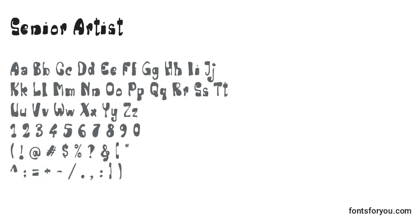 Шрифт Senior Artist – алфавит, цифры, специальные символы