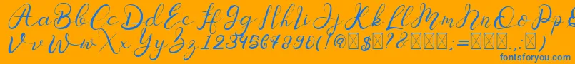 Senoritta Font – Blue Fonts on Orange Background