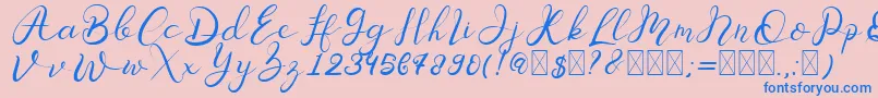 Senoritta-Schriftart – Blaue Schriften auf rosa Hintergrund