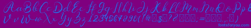 Senoritta-Schriftart – Blaue Schriften auf violettem Hintergrund