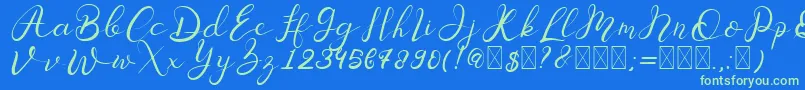 Senoritta Font – Green Fonts on Blue Background