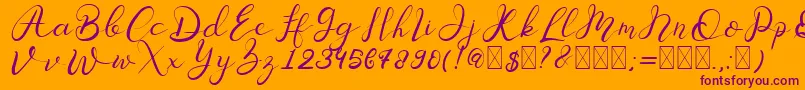 Senoritta-Schriftart – Violette Schriften auf orangefarbenem Hintergrund