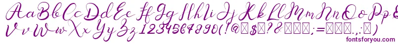 Senoritta-Schriftart – Violette Schriften auf weißem Hintergrund