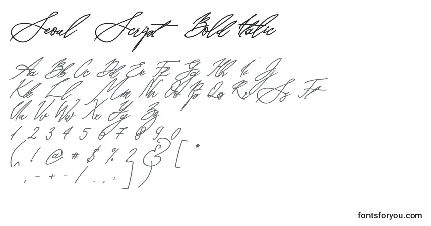 Schriftart Seoul Script Bold Italic – Alphabet, Zahlen, spezielle Symbole