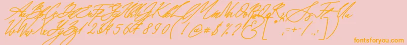 Seoul Script Bold Italic-Schriftart – Orangefarbene Schriften auf rosa Hintergrund