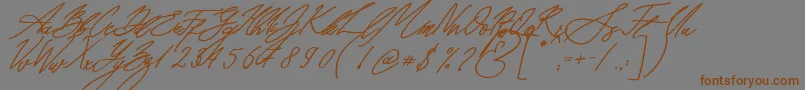 Seoul Script Bold Italic-fontti – ruskeat fontit harmaalla taustalla