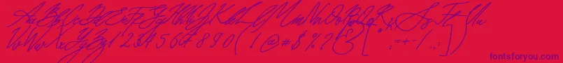 Seoul Script Bold Italic-Schriftart – Violette Schriften auf rotem Hintergrund