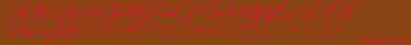 Seoul Script Bold Italic-Schriftart – Rote Schriften auf braunem Hintergrund