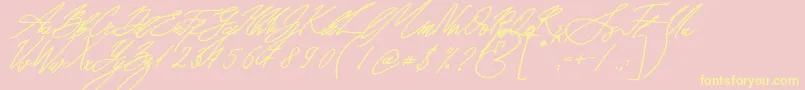Seoul Script Bold Italic-Schriftart – Gelbe Schriften auf rosa Hintergrund