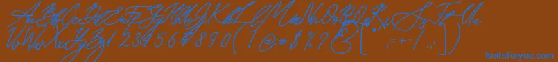 Seoul Script Bold Font – Blue Fonts on Brown Background
