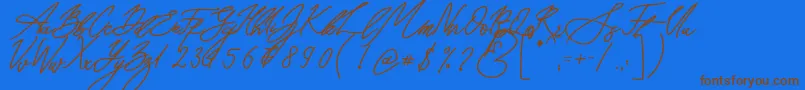 Seoul Script Bold Font – Brown Fonts on Blue Background