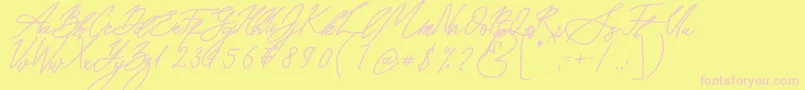 Seoul Script Bold Font – Pink Fonts on Yellow Background