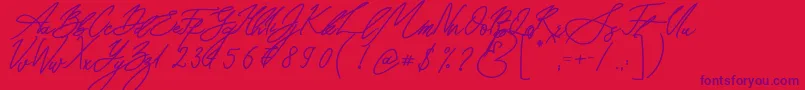 Fonte Seoul Script Bold – fontes roxas em um fundo vermelho