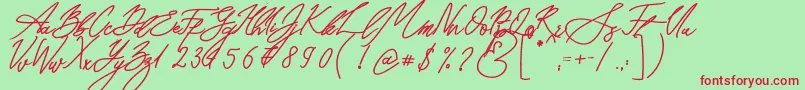 Czcionka Seoul Script Bold – czerwone czcionki na zielonym tle