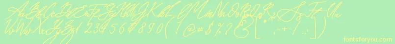 Seoul Script Bold Font – Yellow Fonts on Green Background