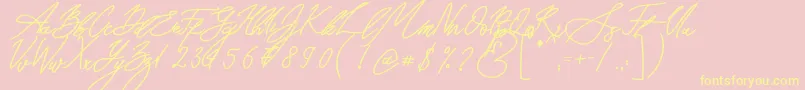 Seoul Script Bold Font – Yellow Fonts on Pink Background