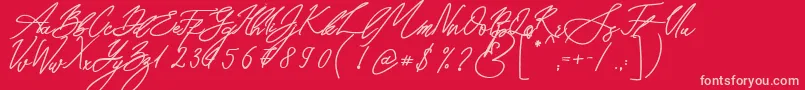 Fonte Seoul Script Bold – fontes rosa em um fundo vermelho