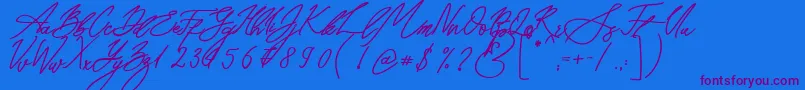 Fonte Seoul Script Bold – fontes roxas em um fundo azul