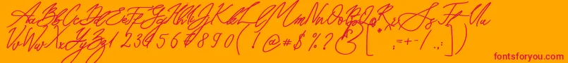 Seoul Script Bold Font – Red Fonts on Orange Background