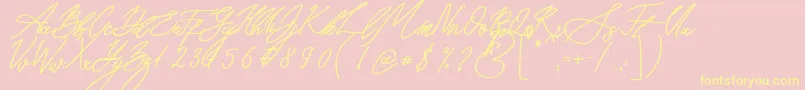 Seoul Script Bold Font – Yellow Fonts on Pink Background