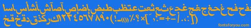 フォントMariamttBolditalic – オレンジ色の文字が青い背景にあります。