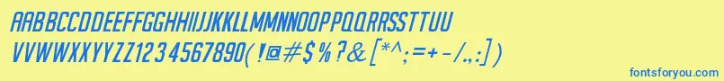 フォントSeilsSansItalic – 青い文字が黄色の背景にあります。