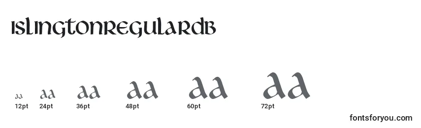 sizes of islingtonregulardb font, islingtonregulardb sizes