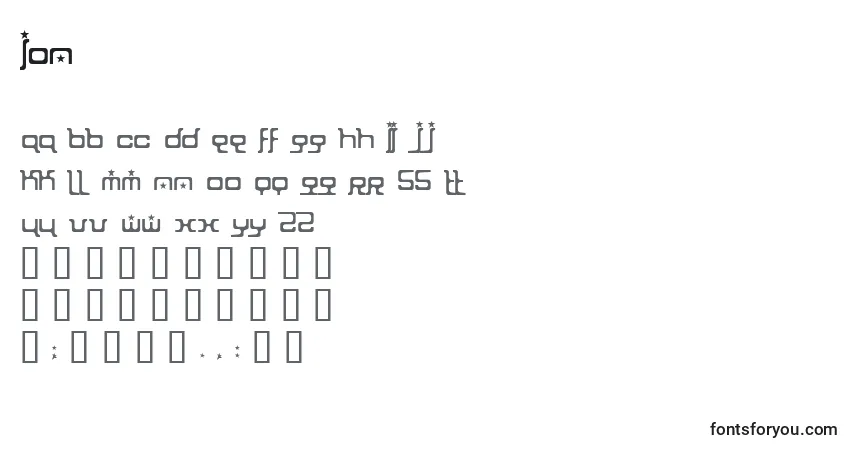 A fonte Ion – alfabeto, números, caracteres especiais