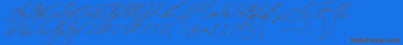 Fonte Seoul Script Italic – fontes marrons em um fundo azul