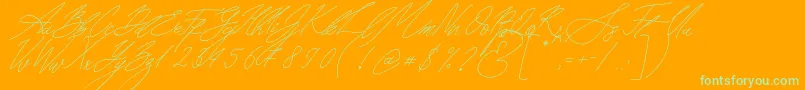 Seoul Script Italic Font – Green Fonts on Orange Background
