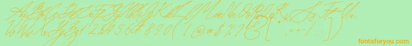 Seoul Script Italic Font – Orange Fonts on Green Background