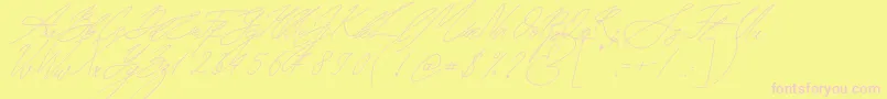 Fonte Seoul Script Italic – fontes rosa em um fundo amarelo