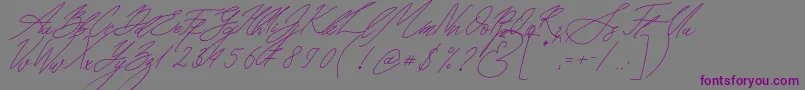 Шрифт Seoul Script Italic – фиолетовые шрифты на сером фоне