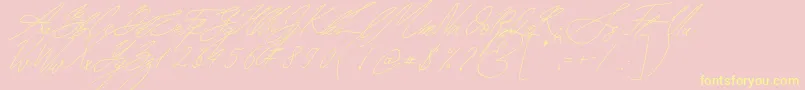 Seoul Script Italic Font – Yellow Fonts on Pink Background