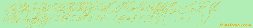 Seoul Script Italic Font – Orange Fonts on Green Background