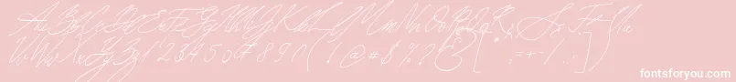 Seoul Script Italic-Schriftart – Weiße Schriften auf rosa Hintergrund