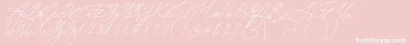 Seoul Script-Schriftart – Weiße Schriften auf rosa Hintergrund