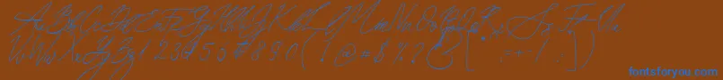 Seoul Script Font – Blue Fonts on Brown Background