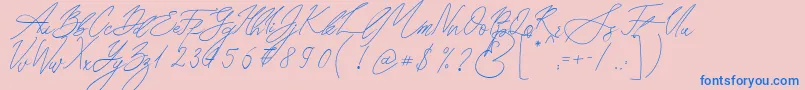 Seoul Script Font – Blue Fonts on Pink Background