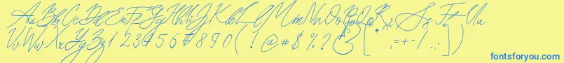 Seoul Script Font – Blue Fonts on Yellow Background