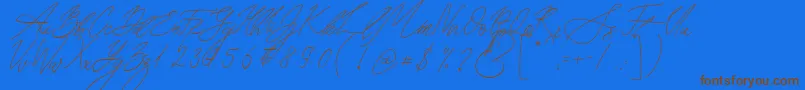 Seoul Script-Schriftart – Braune Schriften auf blauem Hintergrund