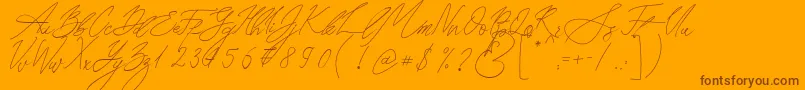 Seoul Script-fontti – ruskeat fontit oranssilla taustalla