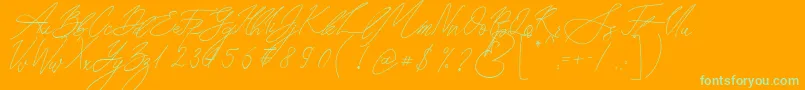 Seoul Script Font – Green Fonts on Orange Background