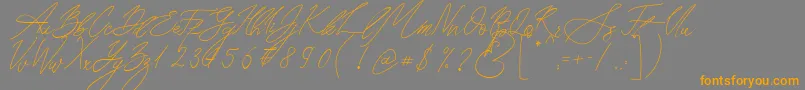 Seoul Script-Schriftart – Orangefarbene Schriften auf grauem Hintergrund
