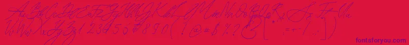 Fonte Seoul Script – fontes roxas em um fundo vermelho