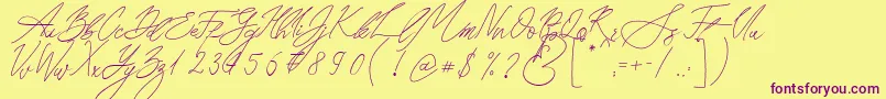 Seoul Script Font – Purple Fonts on Yellow Background