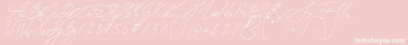 Seoul Script-Schriftart – Weiße Schriften auf rosa Hintergrund