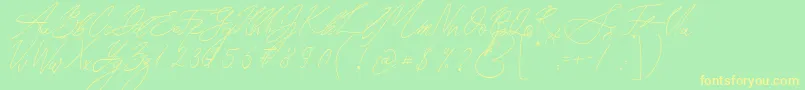 Czcionka Seoul Script – żółte czcionki na zielonym tle