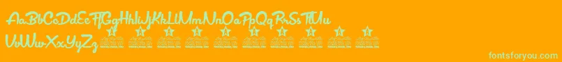 Sepetiba Personal Use-Schriftart – Grüne Schriften auf orangefarbenem Hintergrund
